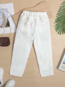 Toddler Girls Solid Tapered Jeans - White - View 2