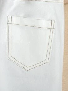 Toddler Girls Solid Tapered Jeans - White - View 4