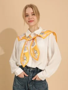 1入組女士鏈條印花復古衣領用於服飾裝飾