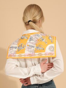 1入組女士鏈條印花復古衣領用於服飾裝飾