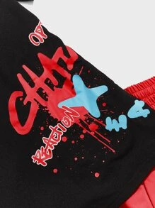 Manfinity RebelGame Bộ hai mảnh Nam Dây kéo Đắp vá Túi Slogan Giải trí - Đỏ - Xem 4