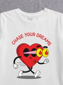 Charlotte Louise 男孩標語和卡通圖案T恤