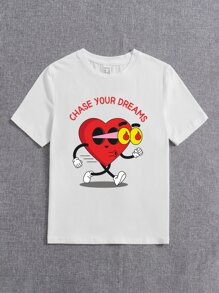 Charlotte Louise 男孩標語和卡通圖案T恤