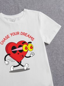 Charlotte Louise 男孩標語和卡通圖案T恤