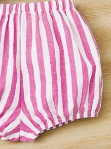 SHEIN Baby Striped Bow Front Cami Top & Shorts - Multicolor - View 3