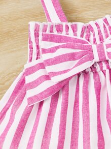 SHEIN Baby Striped Bow Front Cami Top & Shorts - Multicolor - View 4
