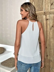 SHEIN LUNE Áo khoác và áo lót dành cho xe tăng nữ phân lớp màu trơn Giải trí - trắng - Xem 2