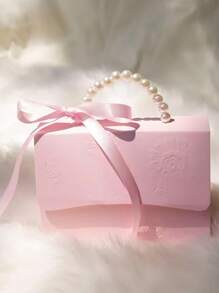 3pcs Paper Gift Box, Modern Pink Flower Detail Faux Pearl Decor Gift Box For Home - Pink - View 3