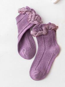 3 pares de calcetines hasta la pantorrilla de algodón con ribete de encaje de princesa para niños