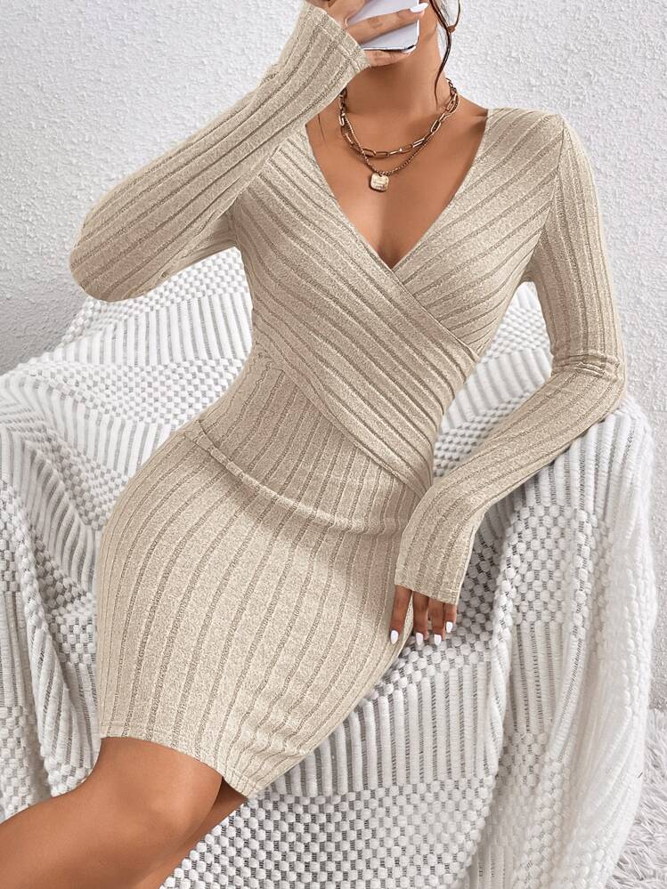 solid ribbed knit bodycon dress Alexandranx Solid Ribbed Knit Bodycon Dress,Summer Dresses For Women