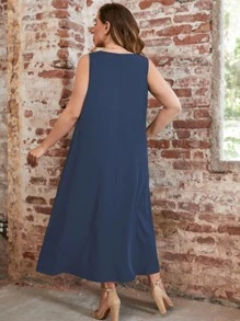 SHEIN LUNE Vestido tank con bolsillo oculto - Azul Marino - Ver 5