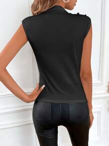 SHEIN Privé Áo khoác và áo lót dành cho xe tăng nữ Xù màu trơn Giải trí - màu đen - Xem 2
