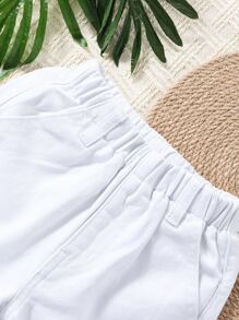 Toddler Boys Solid Elastic Waist Denim Shorts - White - View 3