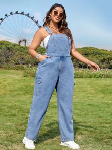 Dreamara Denim Overall mit seitlichen Pattentaschen, Cargo, ohne Tube Top