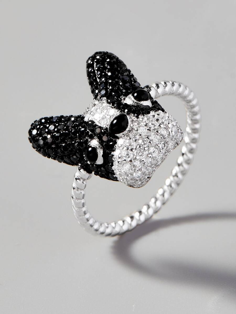 Ban nhạc đám cưới bằng bạc trang trí cho chó bằng đá Cubic Zirconia - Bạc - Xem 1