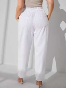 SHEIN Essnce Plus Paperbag Waist Slant Pocket Jeans