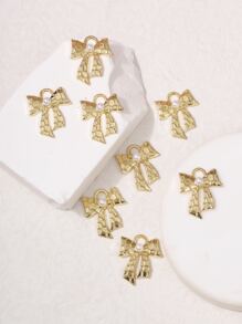 8pcs/set Faux Pearl Decor Bow DIY Pendant - Yellow Gold - View 2