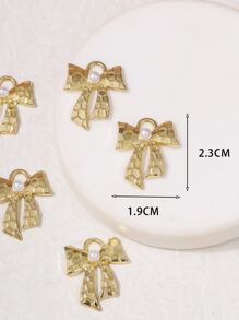 8pcs/set Faux Pearl Decor Bow DIY Pendant - Yellow Gold - View 3