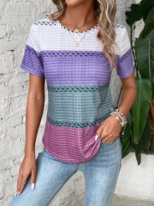 SHEIN LUNE Áo thun nữ Khối Màu Giải trí - Nhiều màu - Xem 3