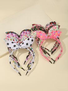 10入組小女童圓點和花卉印花休閒髮箍 - 彩色 - 查看 1