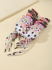 10入組小女童圓點和花卉印花休閒髮箍 - 彩色 - 查看 2
