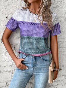 SHEIN LUNE Áo thun nữ Khối Màu Giải trí - Nhiều màu - Xem 4