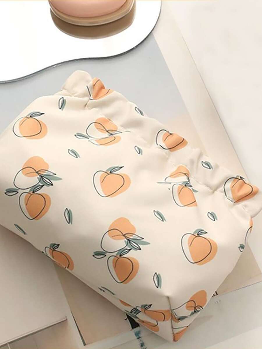 1 Túi Đựng Đồ Trang Điểm Họa Tiết Đào Bảo Quản Đồ Trang Điểm Tổ Chức Hộp Đựng Đồ Trang Điểm - Màu be - Xem 1