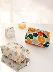 1 Túi Đựng Đồ Trang Điểm Họa Tiết Đào Bảo Quản Đồ Trang Điểm Tổ Chức Hộp Đựng Đồ Trang Điểm - Màu be - Xem 2