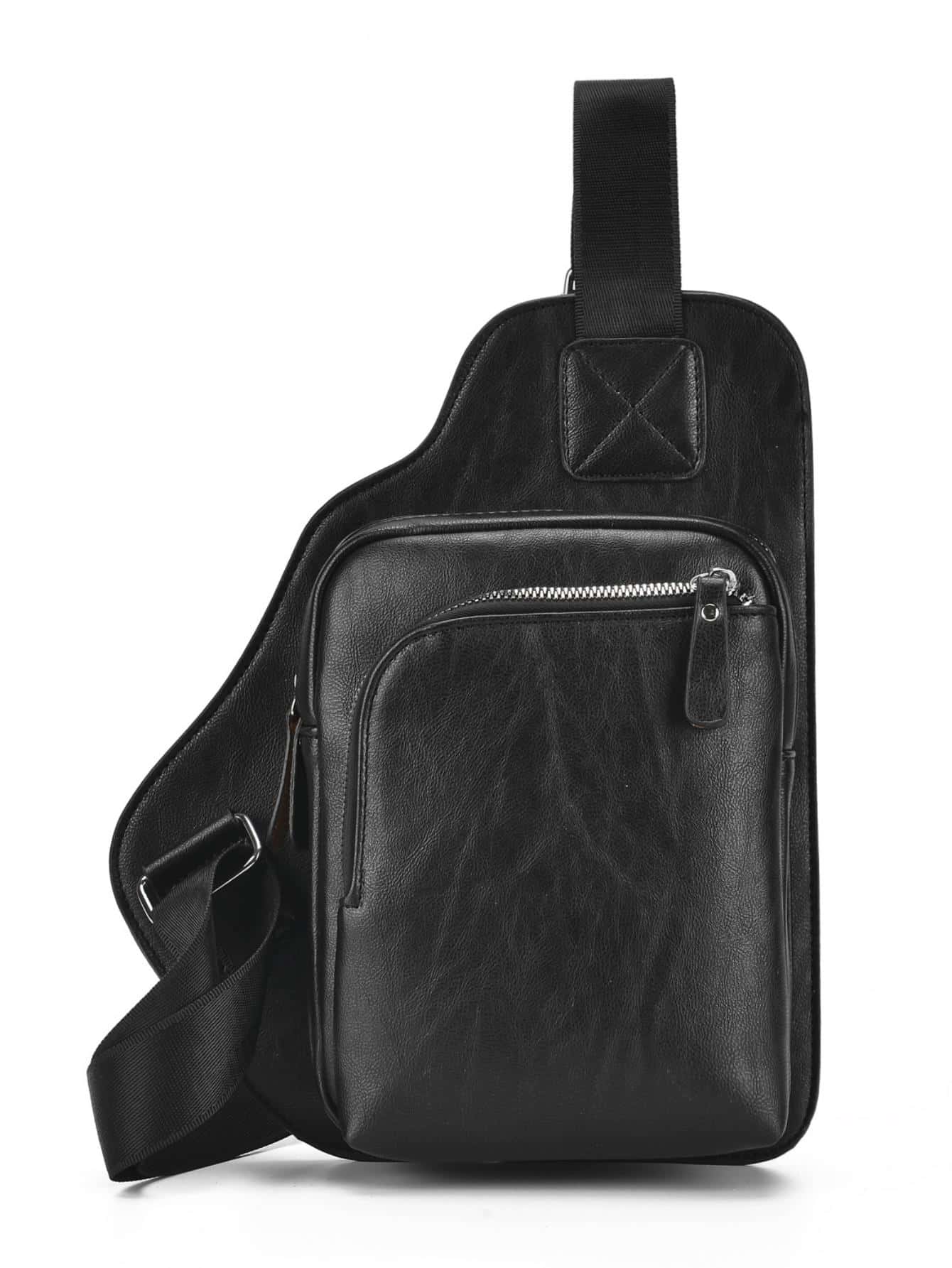 Mini Sling Bag PU Minimalist - Black - View 1