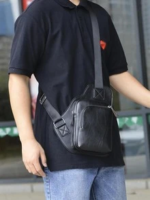 Mini Sling Bag PU Minimalist - Black - View 6