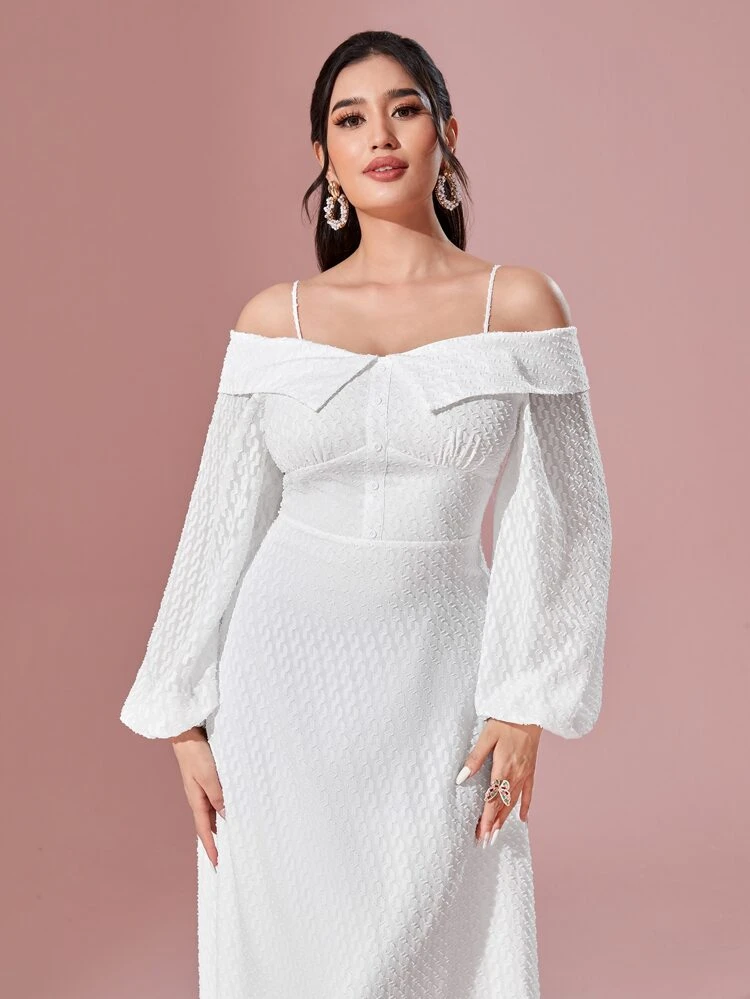 Cold Shoulder Lantern Sleeve Dress