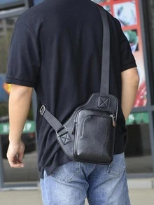 Mini Sling Bag PU Minimalist - Black - View 7