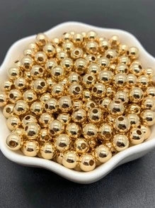 Yiwu Qiyou Accessories Co., LTD 13 克/包 3-12 毫米 DIY 復古風格圓形壓克力珠，帶有金、銀、青銅色、白 K、Kc 鍍金飾面，非常適合手鍊、項鍊、手機鏈製作 - 金色 - 查看 2