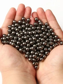 Yiwu Qiyou Accessories Co., LTD 1 gói 13g Retro DIY Bộ hạt acrylic tráng kim loại (vàng, bạc, súng, đen, trắng K, vàng đồng), hình tròn, kích thước 3-12mm cho vòng tay, vòng cổ, chế tạo dây chuyền điện thoại di động - Màu Đen Súng - Xem 1
