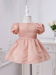 SHEIN 嬰兒泡泡袖荷葉邊派對禮服 - 淺粉色 - 查看 2