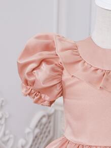 SHEIN 嬰兒泡泡袖荷葉邊派對禮服 - 淺粉色 - 查看 4