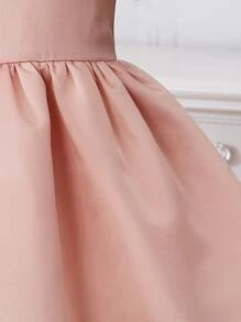 SHEIN 嬰兒泡泡袖荷葉邊派對禮服 - 淺粉色 - 查看 5