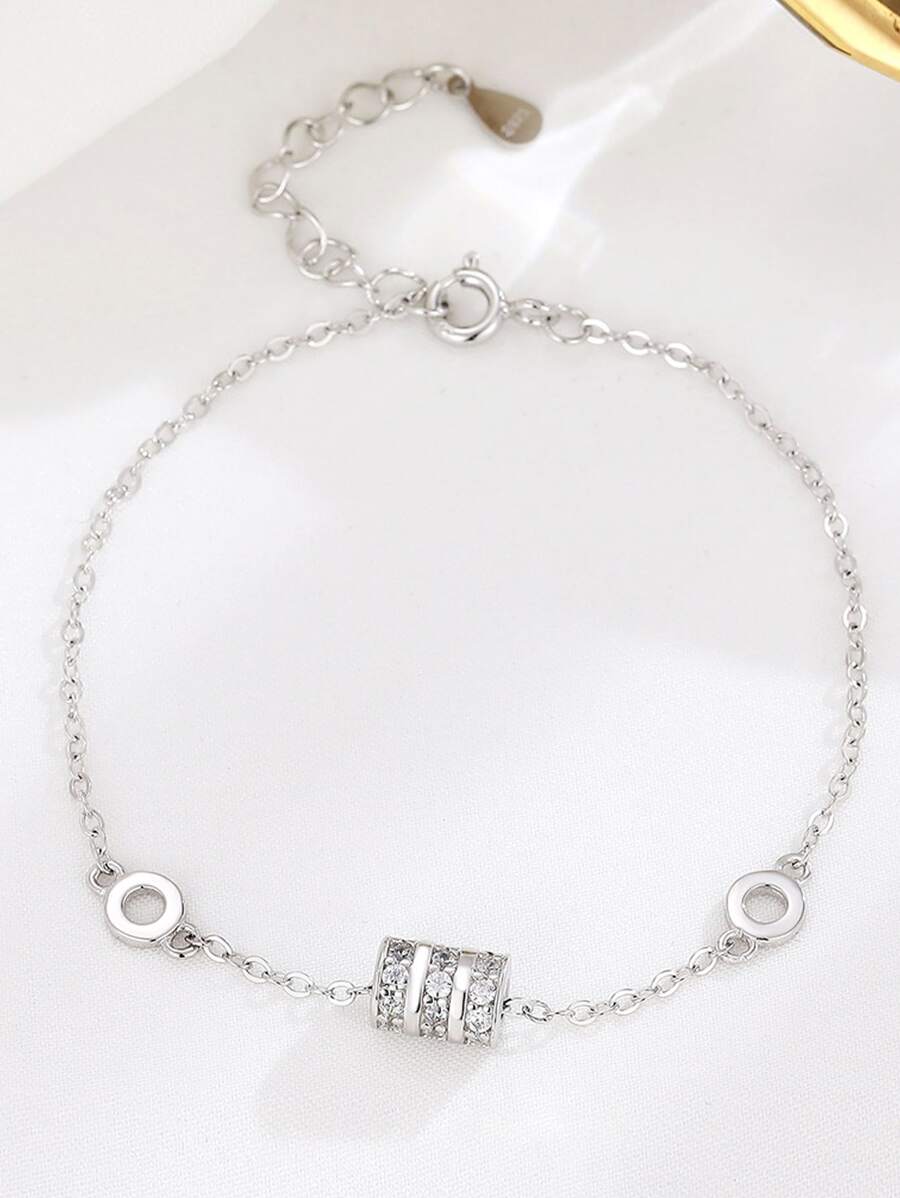 立方氧化鋯銀手鍊,婚禮訂婚新娘珠寶飾品 - 彩色 - 查看 1
