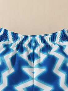 Toddler Boys Chevron Print Shorts - Blue and White - View 3