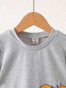 SHEIN 小男童老虎印花T恤和短褲 - 彩色 - 查看 4