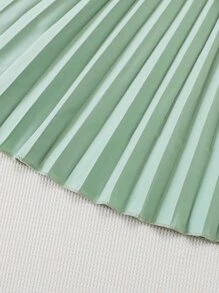 Cô Gái Trẻ Giải trí Màu xanh lá Váy có thắt lưng Với Viền xếp , Thích hợp Cho mùa hè - màu xanh lá - Xem 6