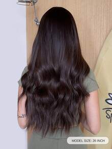 Tóc Giả Tổng Hợp Xoăn Dài Có Bangs - Dark Brown - Xem 2