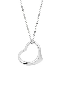 Heart Silver Pendant Necklace - Silver - View 3