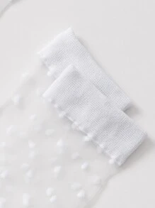 2雙女士波點圖案透氣休閒中筒襪