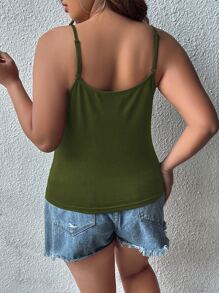 Calvaya 大碼前交叉吊帶上衣 - 軍綠色 - 查看 2