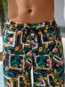 Manfinity RSRT Loose Fit Men's Chain Pattern Drawstring Waist Shorts - Multicolor - View 6