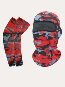 Awegeo Camouflage Balaclava Face Mask+Arm Sleeves Set, Summer Cooling Neck Gaiter, UV Protector Motorcycle Ski Scarf For Men/Women Summer UV Protection Full Head Mask Neck Cover For Driving Cycling - Multicolor - View 4