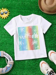 Toddler Boys Striped & Letter Graphic Tee - White - View 1
