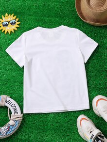 Toddler Boys Striped & Letter Graphic Tee - White - View 2