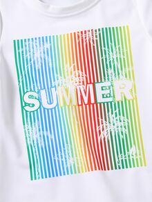 Toddler Boys Striped & Letter Graphic Tee - White - View 4